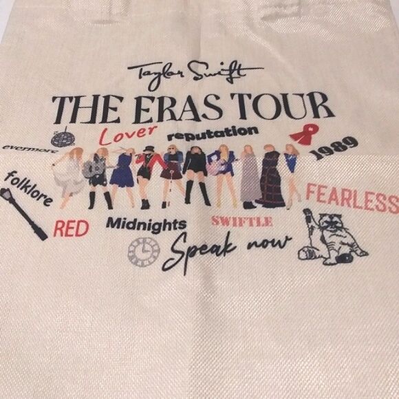 Taylor Swift Tote Bag The Eras Tour Canvas Taylor Images Album Cream 13" X 14" - Picture 3 of 10